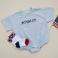Custom Embroidered Light Blue 4th of July T-Shirt Romper - bow or pick your own design!