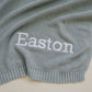 Custom Embroidered Knit Blanket - Blue Gray