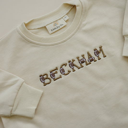 Custom Embroidered Crewneck or Sweatshirt Romper - Football