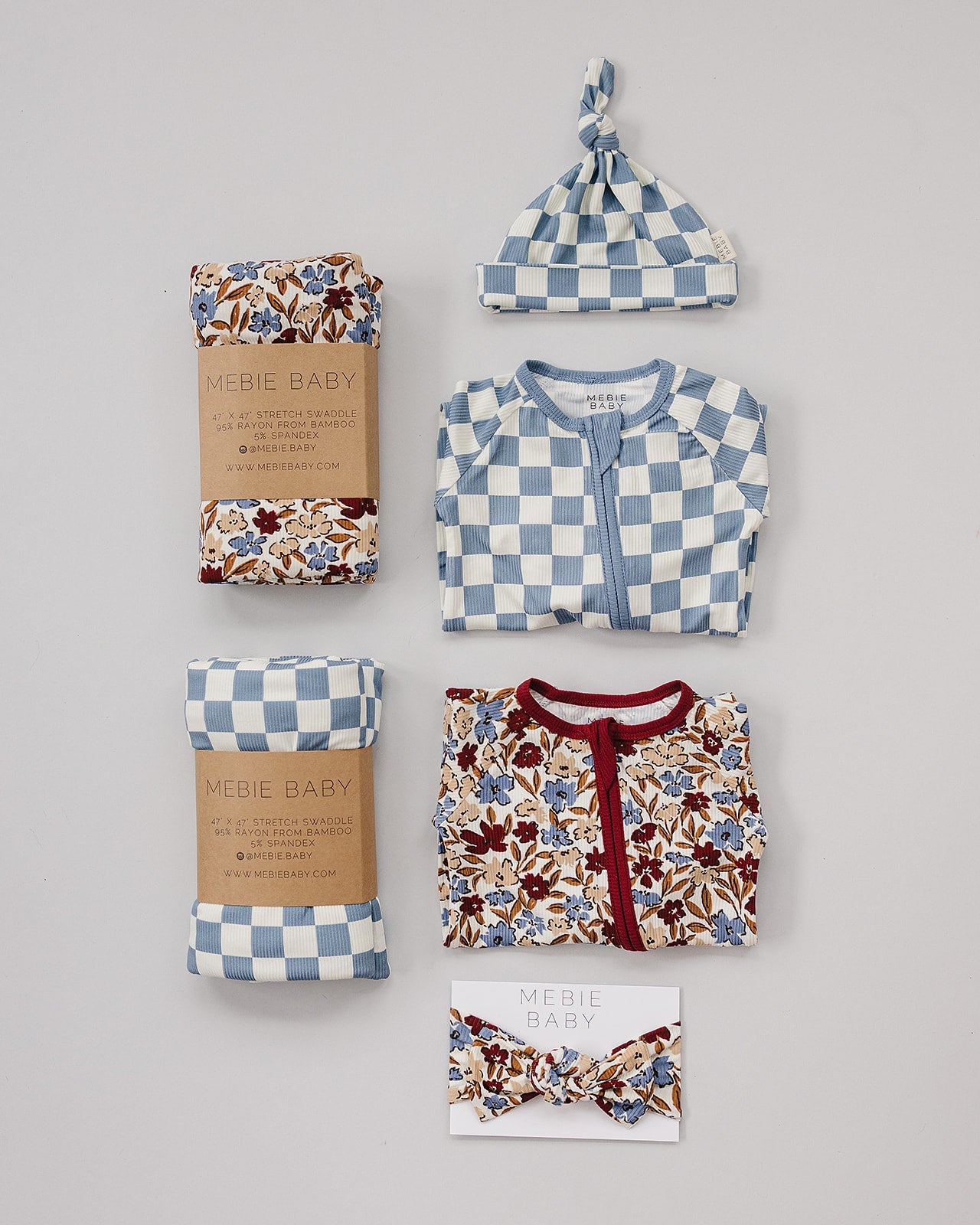 Blue Checkered Bamboo Zipper
