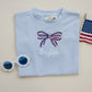 Custom Embroidered Blue 4th of July Tee - Floral Bow