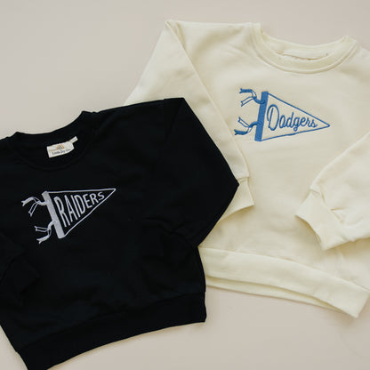 Custom Embroidered Crewneck or Sweatshirt Romper - Custom Pennant or Football Design