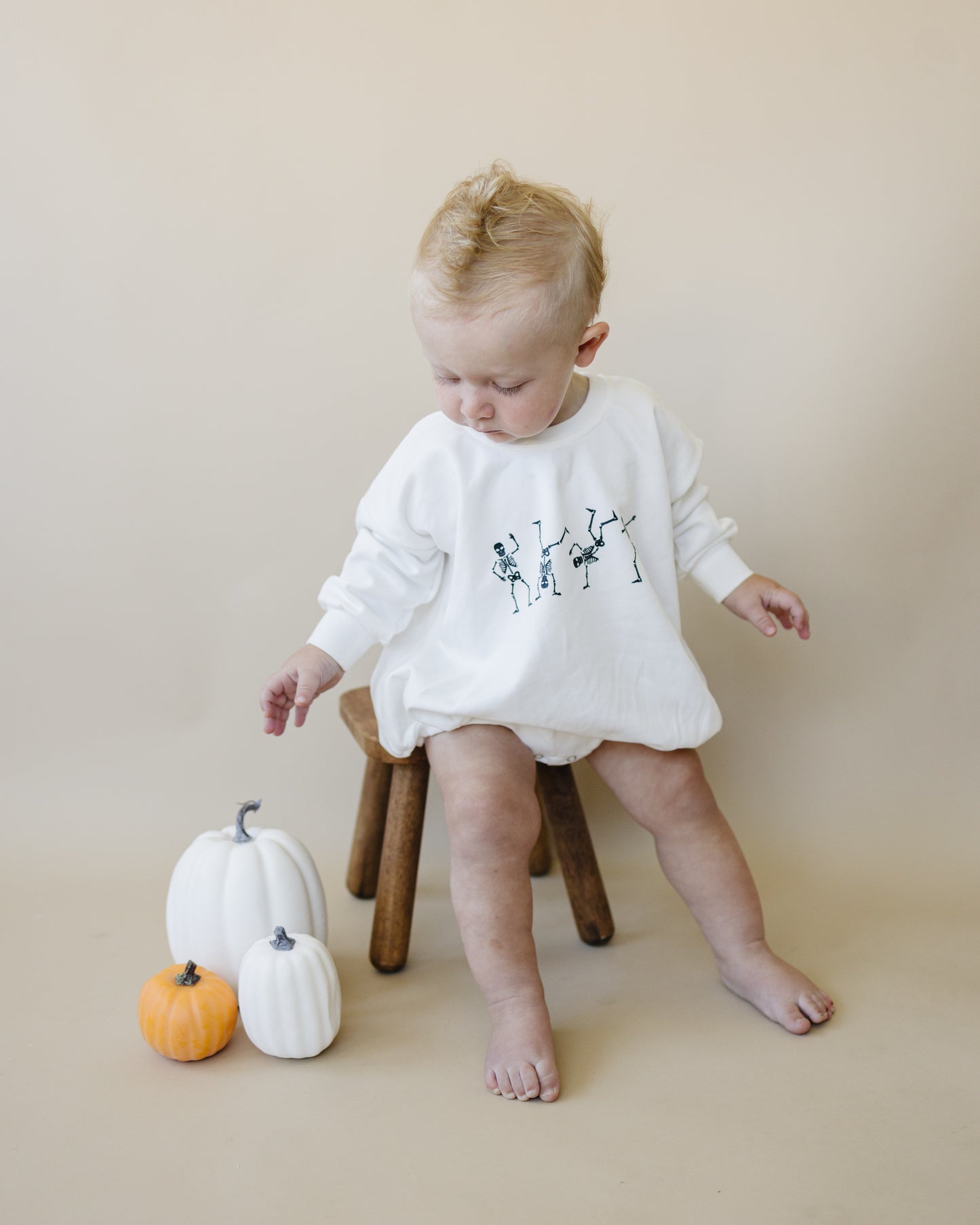 Dancing Skeletons Sweatshirt Romper - White