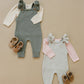 Grey Ruffle Knit Overalls
