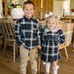 Navy Plaid Smocked Dress