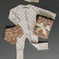 Taupe Checkered Bamboo Zipper