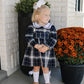 Navy Plaid Smocked Dress