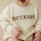Custom Embroidered Sweatshirt Romper - Football or Baseball Font