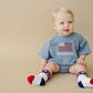 Custom Embroidered Blue 4th of July Oversized Tee or T-Shirt Romper - flag or pick your design!