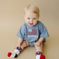 Custom Embroidered Blue 4th of July Oversized Tee or T-Shirt Romper - flag or pick your design!