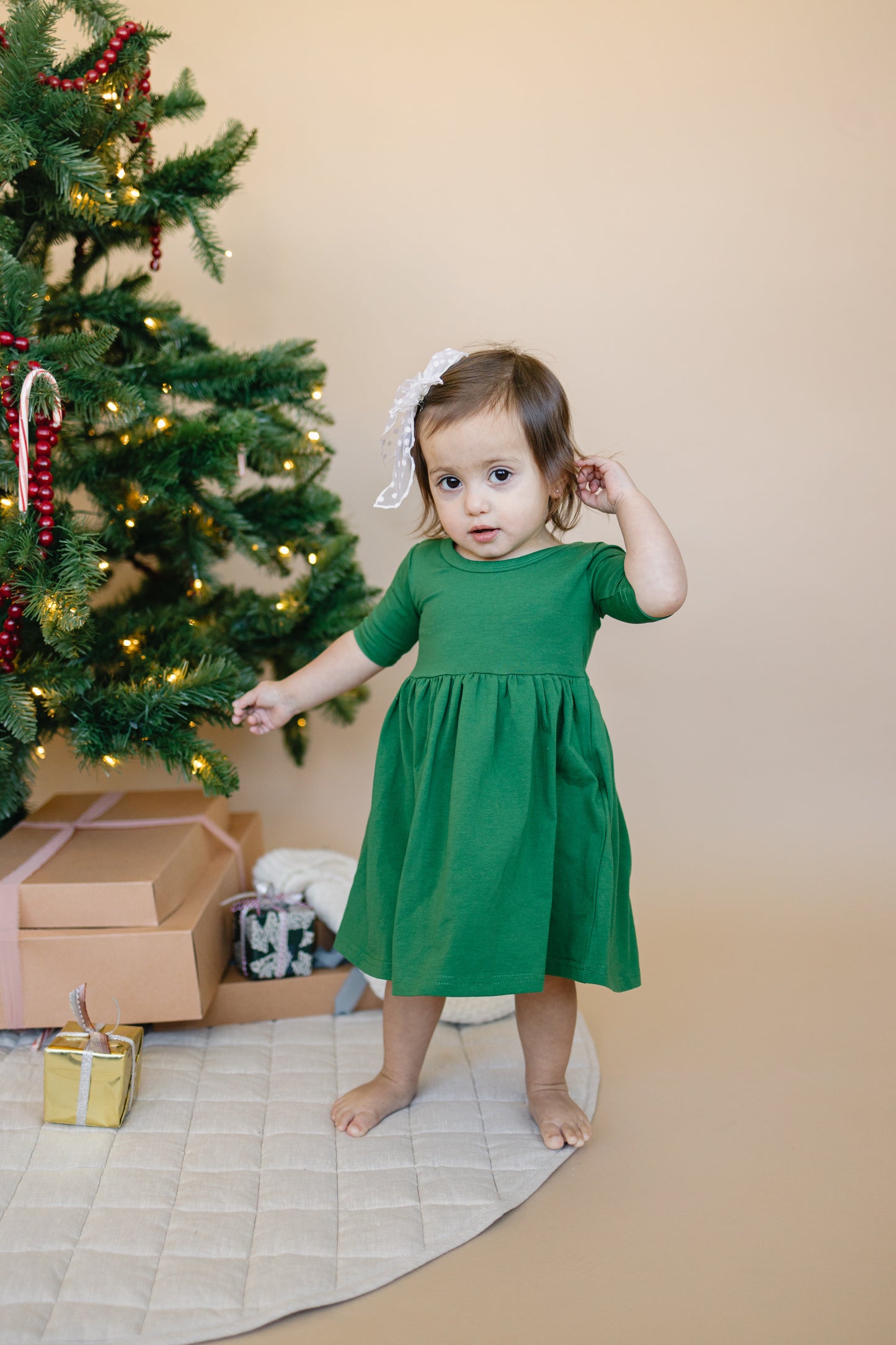 Organic Cotton Twirl Dress - Red or Green