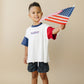 Custom Embroidered 4th of July Oversized Colorblock Tee - Star Font