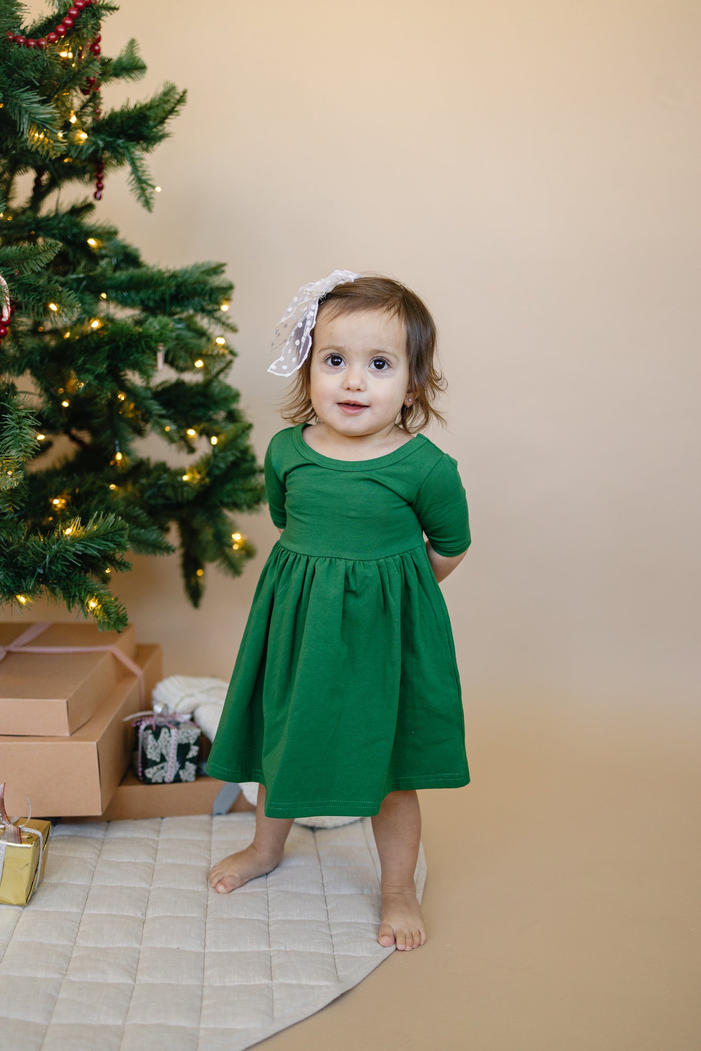 Custom Embroidered Organic Cotton Christmas Twirl Dress - Red or Green