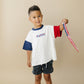 Custom Embroidered 4th of July Oversized Colorblock Tee - Star Font