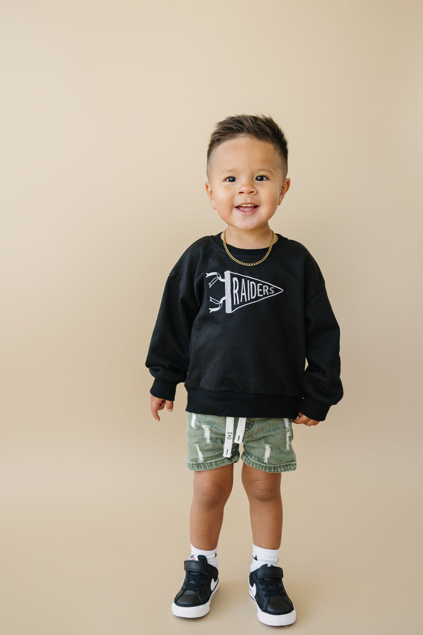 Custom Embroidered Crewneck or Sweatshirt Romper - Custom Pennant or Football Design