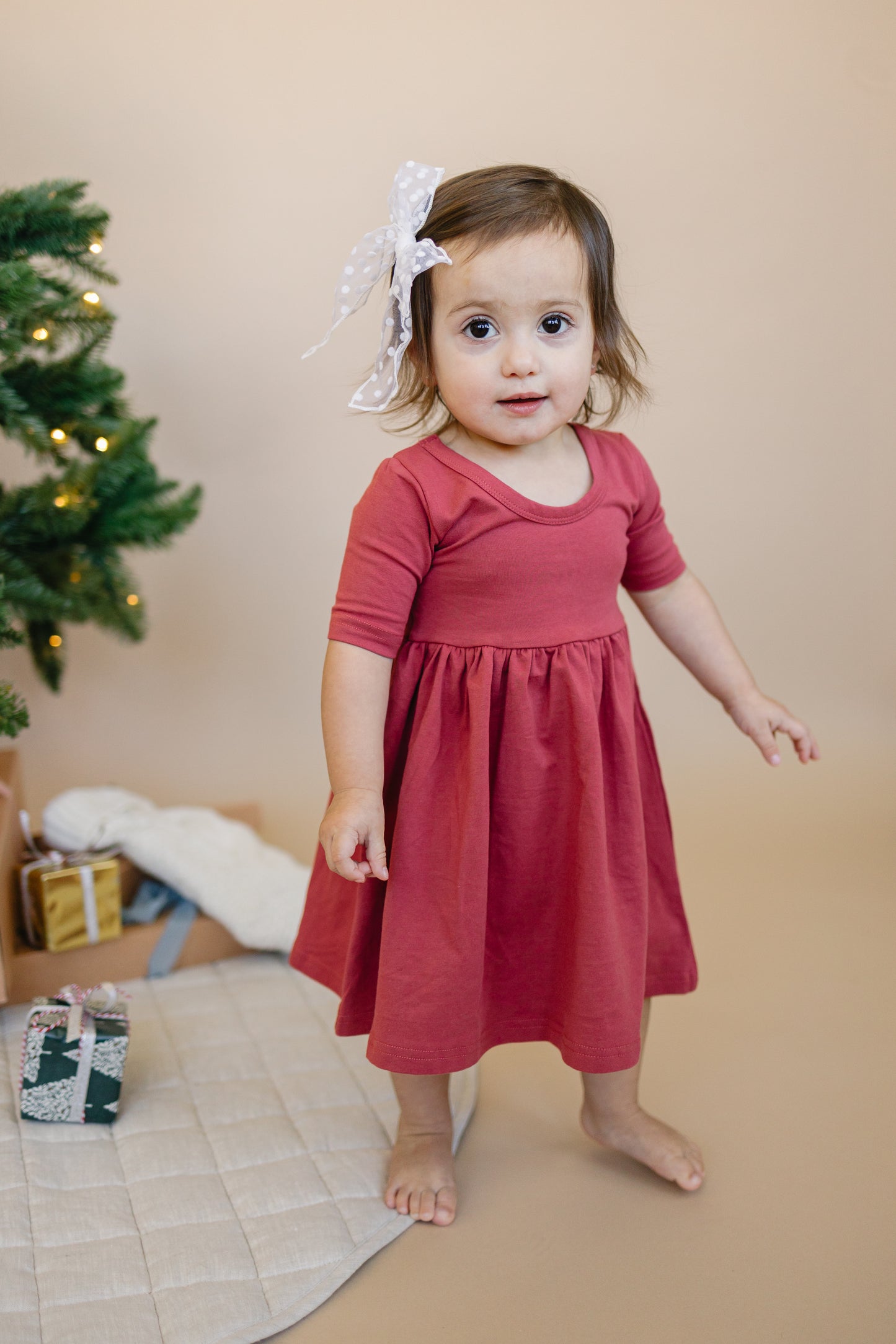 Organic Cotton Twirl Dress - Red or Green