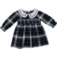 Navy Plaid Smocked Dress