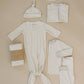 Taupe Stripe Ribbed Bamboo Cozy Set