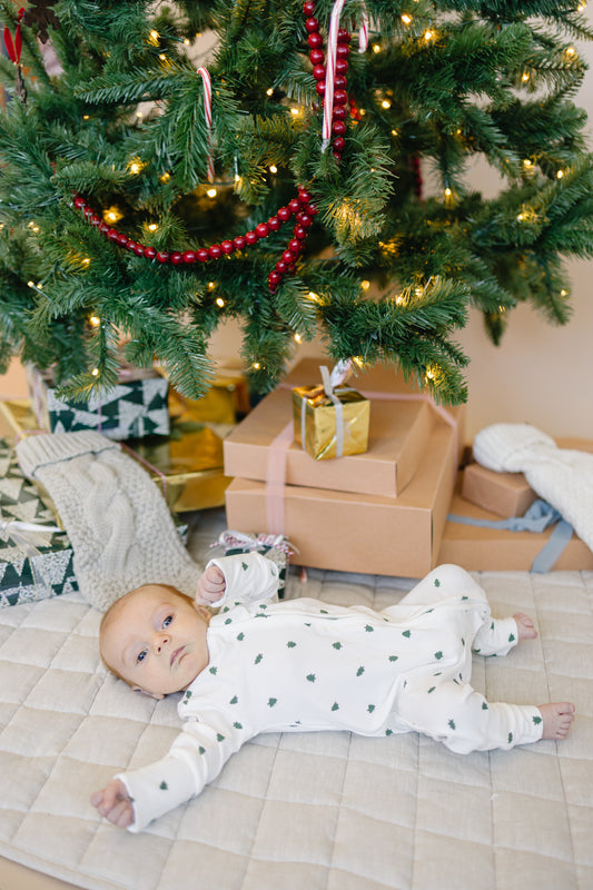 Tiny Trees Ribbed Bamboo Zippy Romper