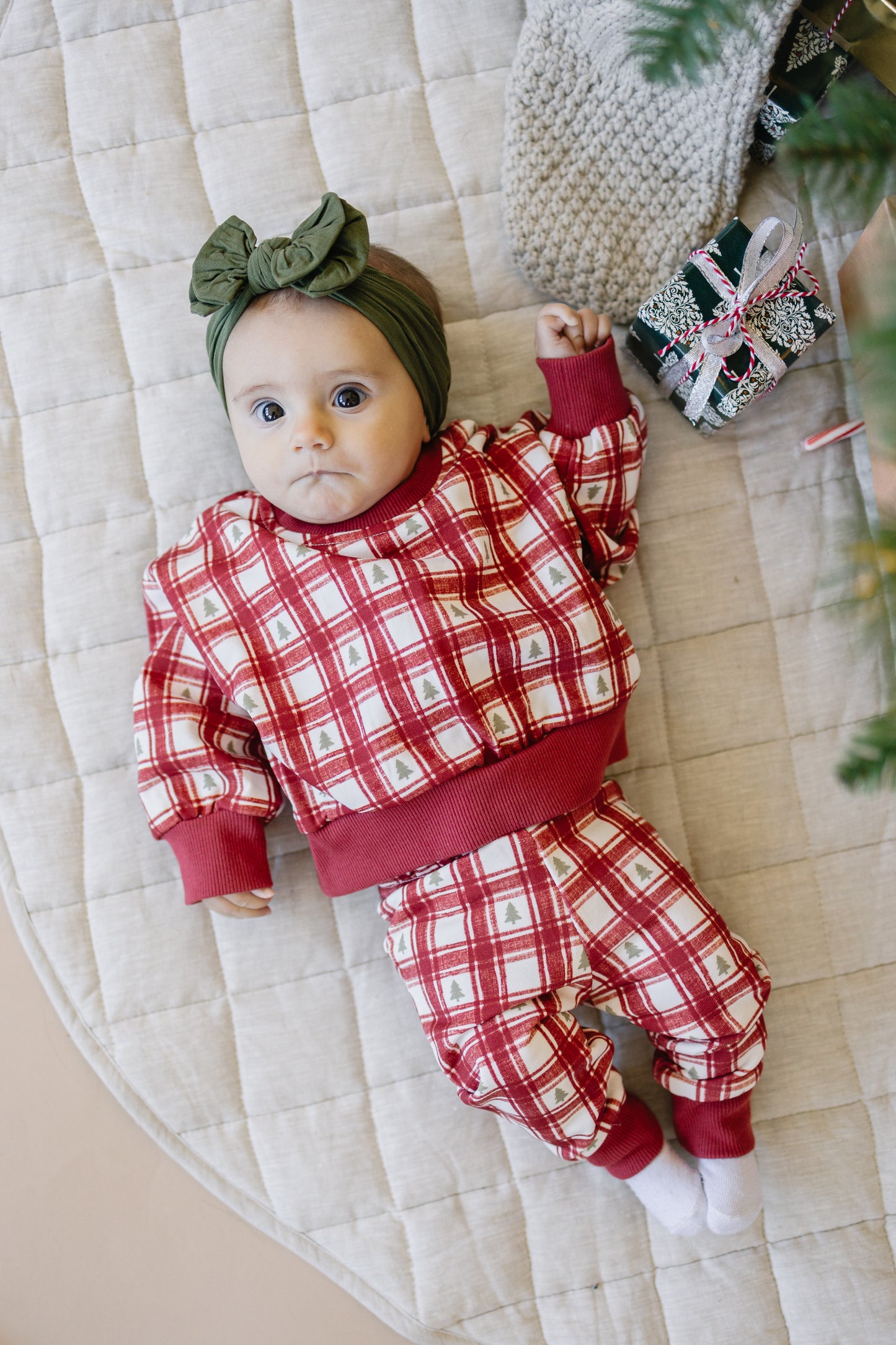 Red Plaid Christmas Tree Joggers