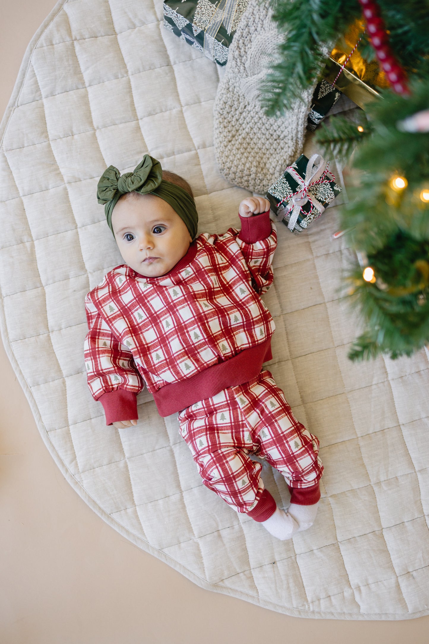 Red Plaid Christmas Tree Joggers