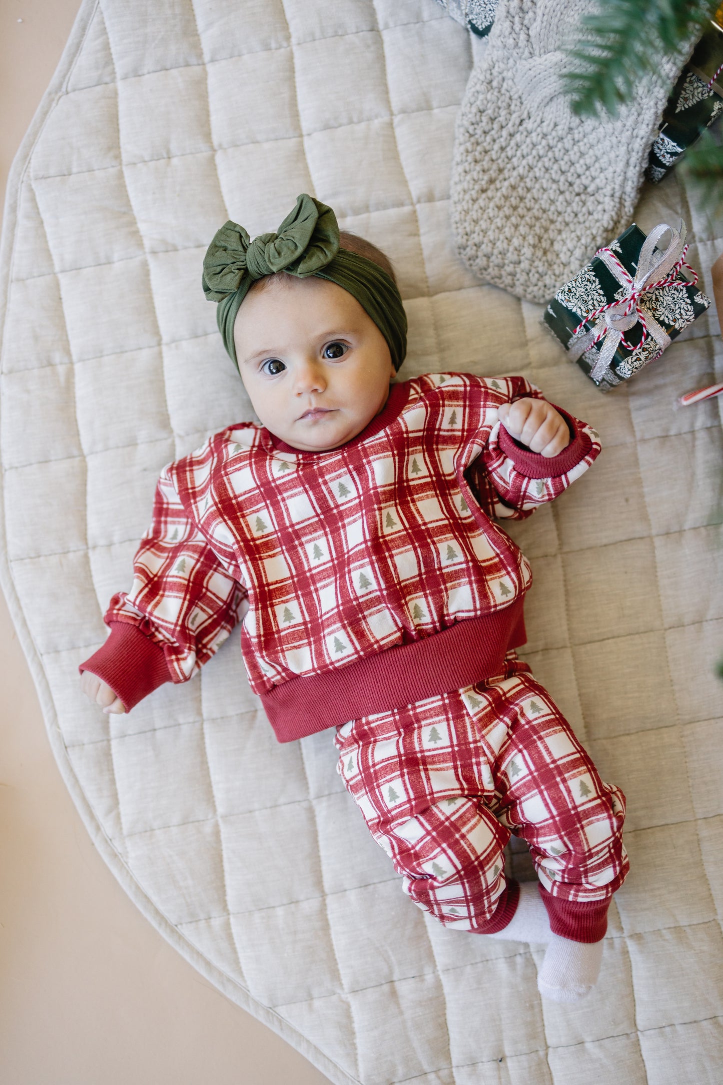 Red Plaid Christmas Tree Joggers