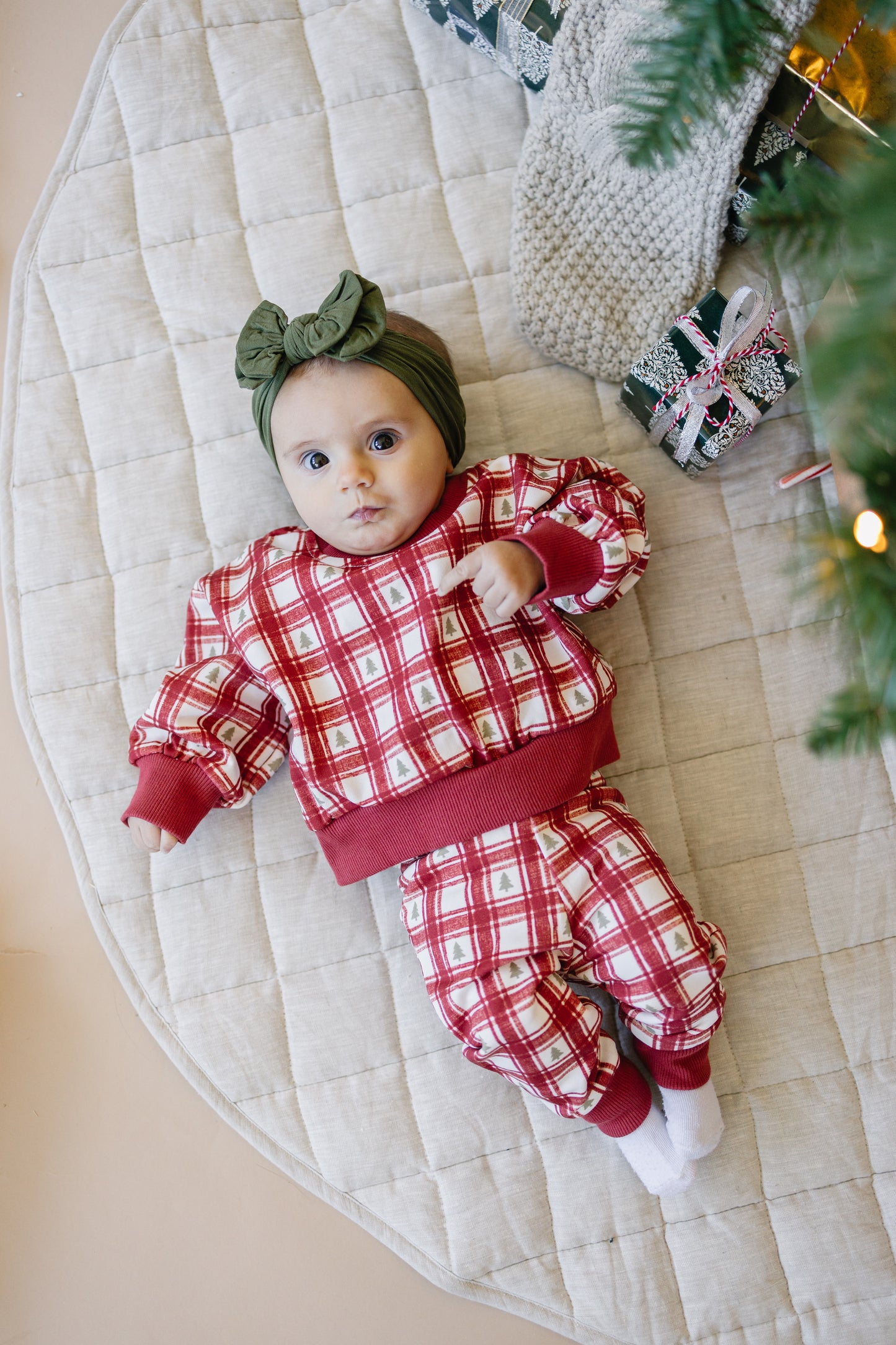 Red Plaid Christmas Tree Joggers