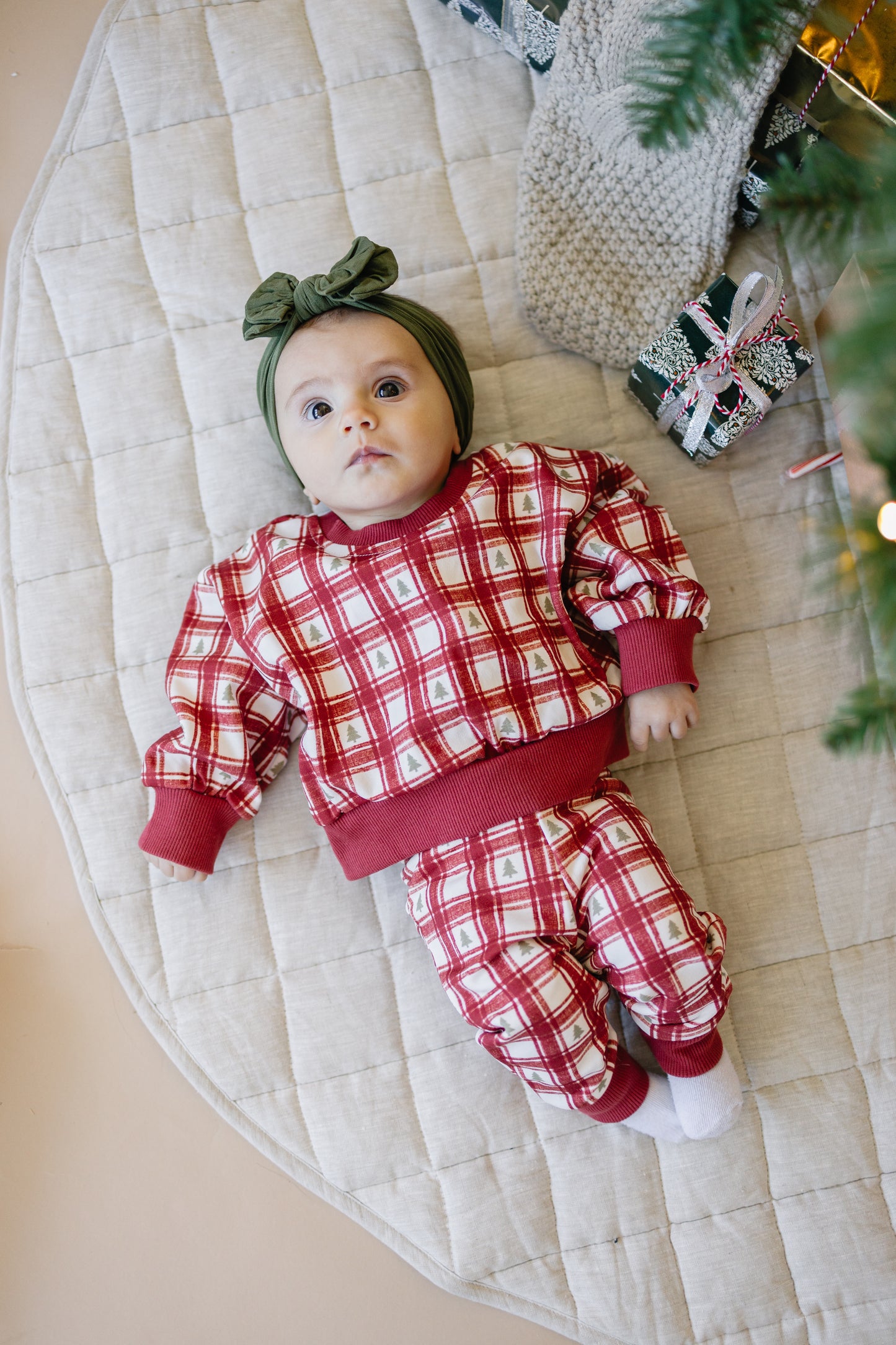 Red Plaid Christmas Tree Joggers