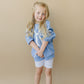 Blue Toile Applique Bow Sweatshirt Romper or Crewneck