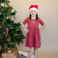 Custom Embroidered Organic Cotton Christmas Twirl Dress - Red or Green