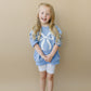 Blue Toile Applique Bow Sweatshirt Romper or Crewneck