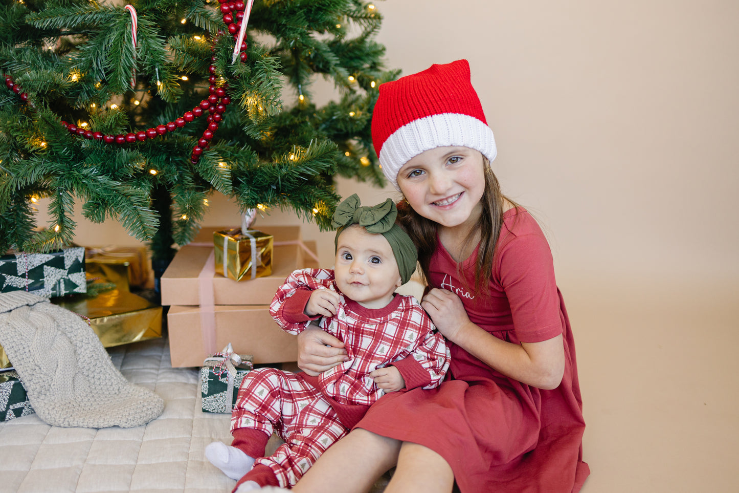 Custom Embroidered Organic Cotton Christmas Twirl Dress - Red or Green