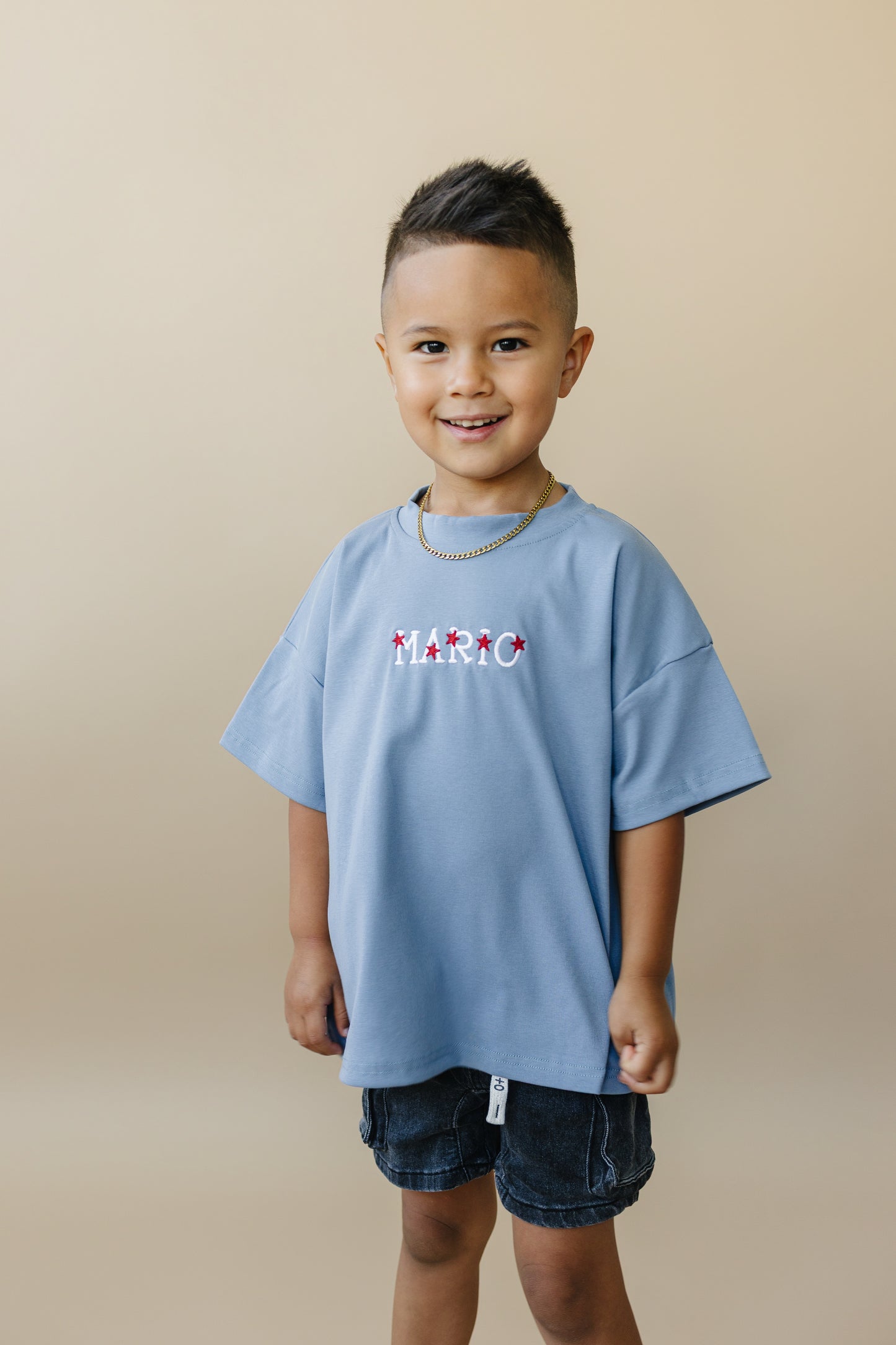 Custom Embroidered Blue 4th of July Oversized Tee or T-Shirt Romper - flag or pick your design!