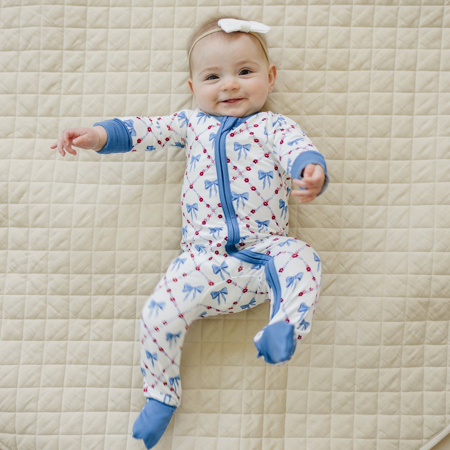 Red White & Bows Bamboo Zippy Romper