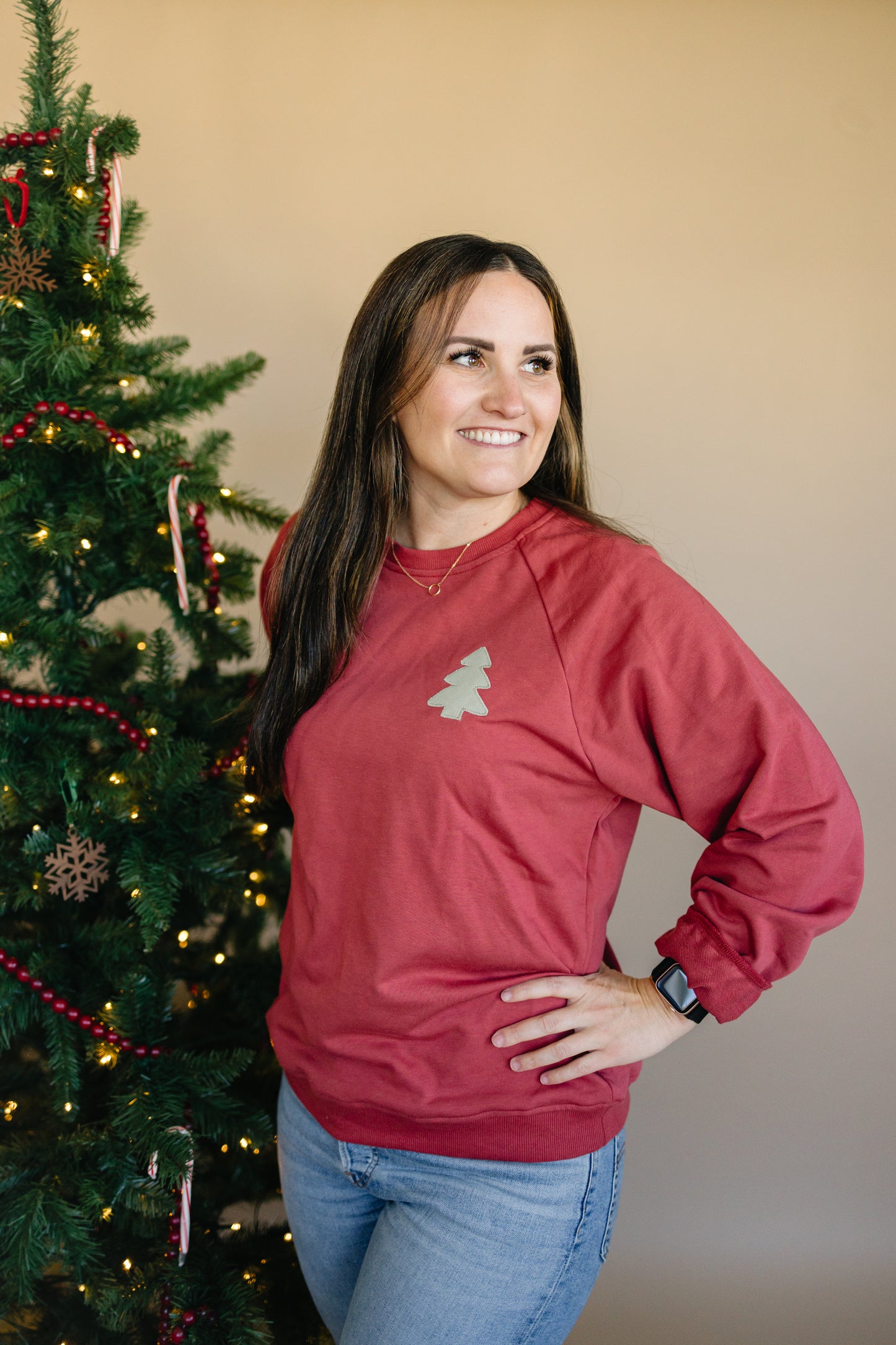 Adult Christmas Tree Patch Crewneck Sweatshirt