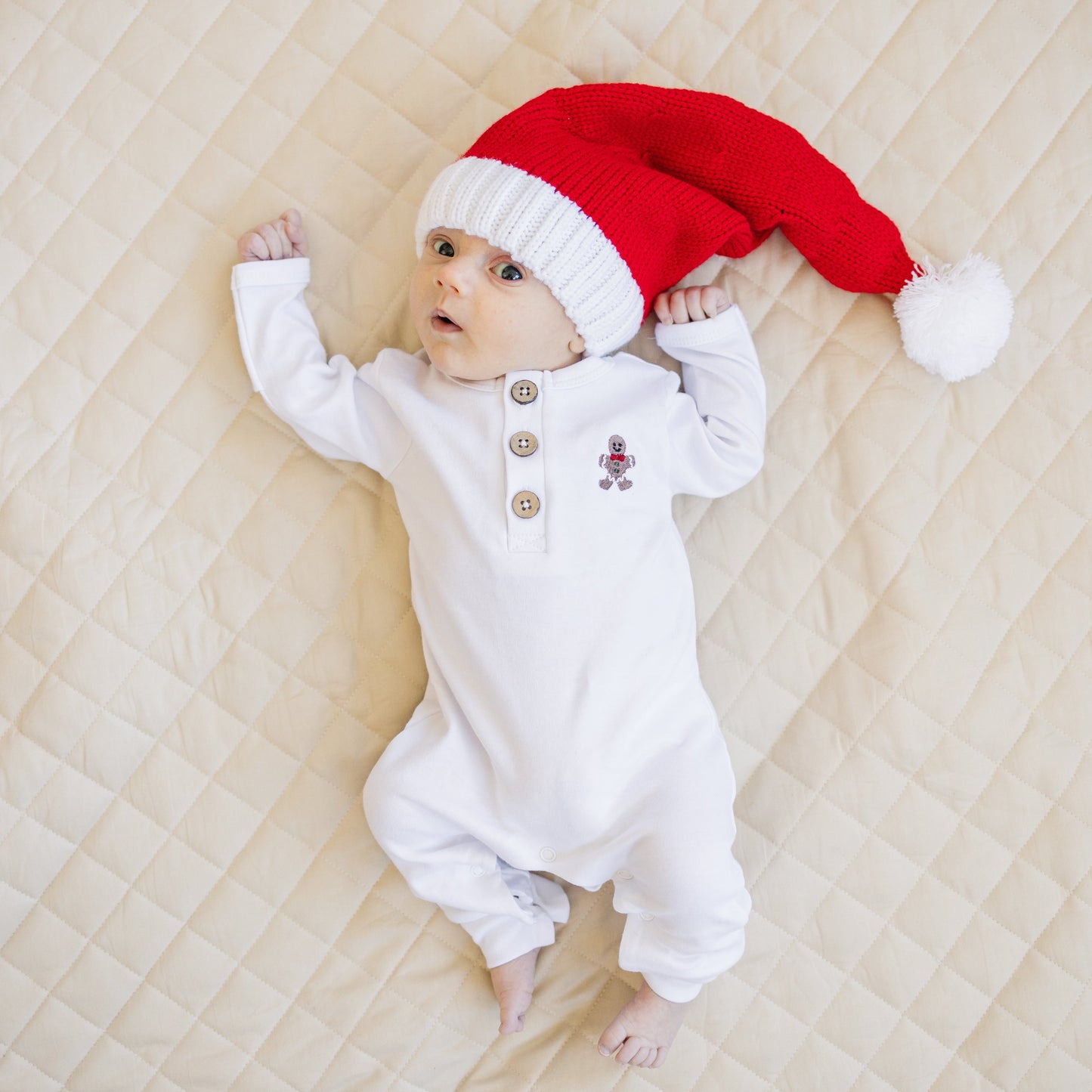 Henley-Strampler aus Bio-Baumwolle mit Weihnachtsstickerei