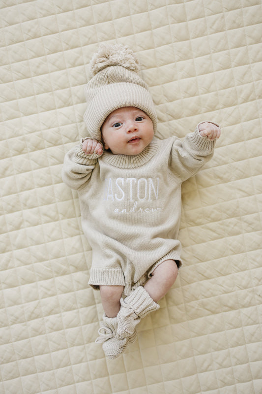 Custom Embroidered Knit Sweater Romper