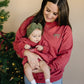 Women's Embroidered Christmas Bow Crewneck Sweatshirt