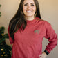 Women's Embroidered Christmas Bow Crewneck Sweatshirt