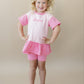 Custom Embroidered Colorblock Peplum Tee and Biker Shorts Set