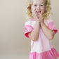 Custom Embroidered Colorblock Peplum Tee and Biker Shorts Set