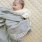Custom Embroidered Knit Blanket - Blue Gray