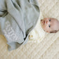Custom Embroidered Knit Blanket - Blue Gray