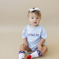Custom Embroidered Light Blue 4th of July T-Shirt Romper - bow or pick your own design!