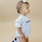 Custom Embroidered Light Blue 4th of July T-Shirt Romper - bow or pick your own design!