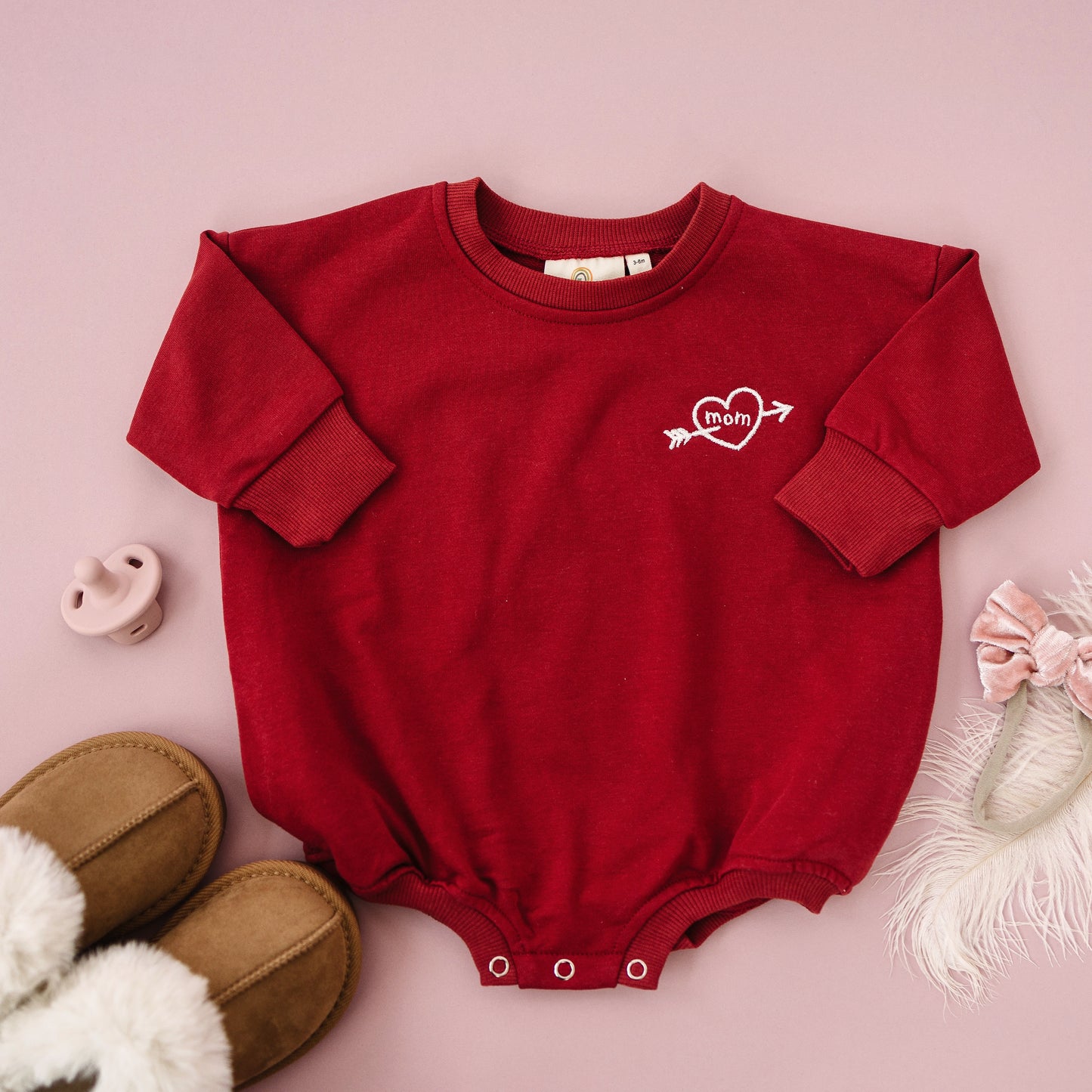 Custom Embroidered Valentine's Sweatshirt or Romper - Mom Tattoo Heart