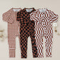 Bamboo Zip Romper | Chocolate Gingham