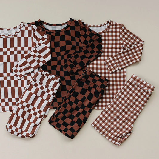 Bamboo Two Piece Set | Chocolate Checkered