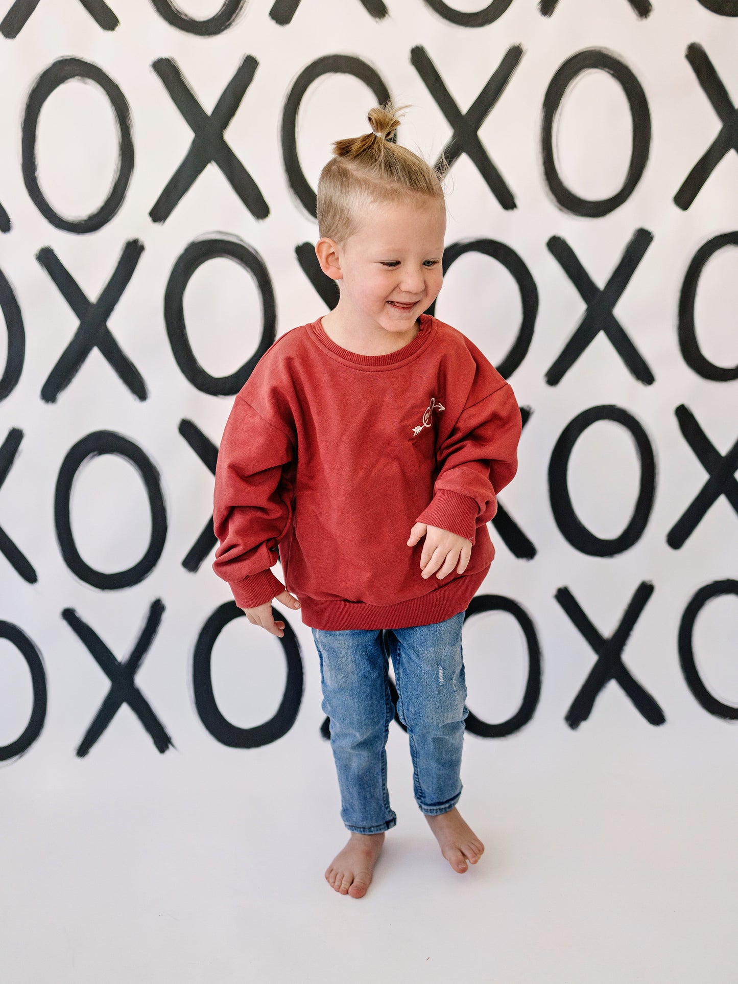 Valentine’s Embroidered Crewneck Sweatshirt - Dark Red