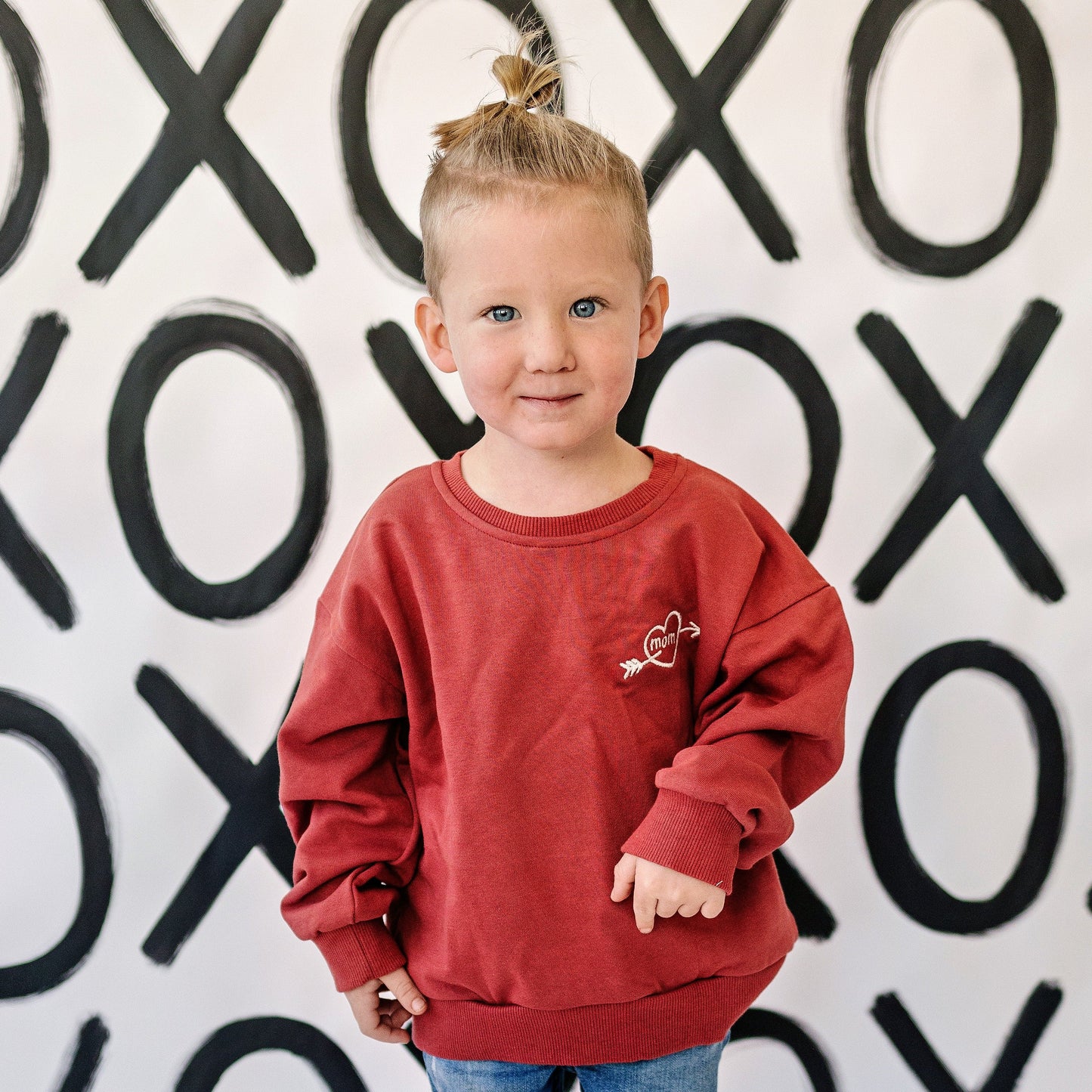 Custom Embroidered Valentine's Sweatshirt or Romper - Mom Tattoo Heart